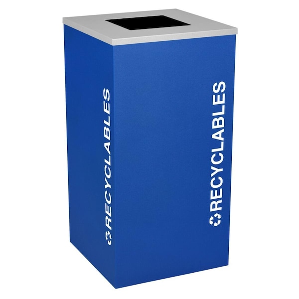 Ex-Cell Kaiser Ex-Cell Kaiser RC-KDSQ-R RYX 24 Gallon Square Recycling Receptacle with Recyclables Decal; Royal Texture RC-KDSQ-R RYX - main